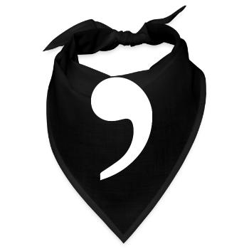 weißes Komma Trend Geschenkidee Interpunktion - Bandana - Schwarz - Vorne