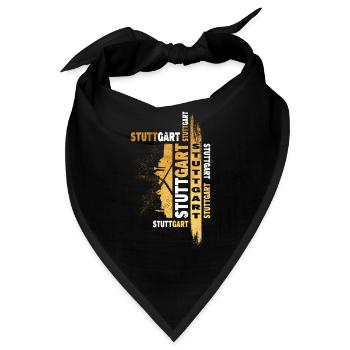 Stuttgart Deutschland Stadt Skyline Schrift Gold - Bandana - Schwarz - Vorne
