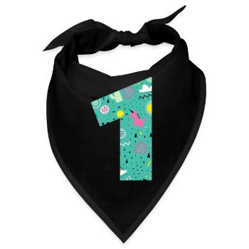 Personalisierte 1 Geburtstagsnummer - Bandana - Schwarz - Vorne