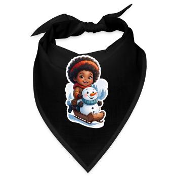 Kinderfreundlicher Schneemann auf Schlitten - Bandana - Schwarz - Vorne