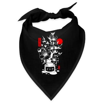 Japanische Kirschtinte - Weiß - Bandana - Schwarz - Vorne