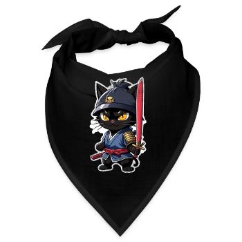 Ninja Katze - Samurai Kätzchen - Bandana - Schwarz - Vorne