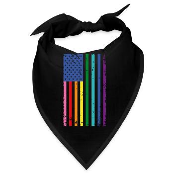 Regenbogen USA Flagge - Bandana - Schwarz - Vorne