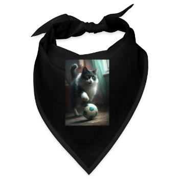 Katze Fußball Realistisch - Bandana - Schwarz - Vorne