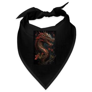 Japanischer Drache Chinesischer Drache - Bandana - Schwarz - Vorne