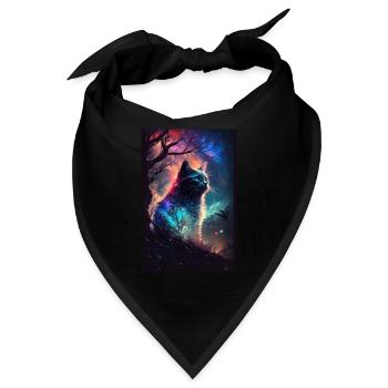 Katze Weltall Sternenhimmel Cosmos Polarlicht - Bandana - Schwarz - Vorne