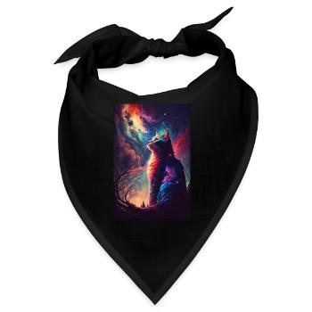 Wunderland Cosmos Katze Nachthimmel Weltraum - Bandana - Schwarz - Vorne