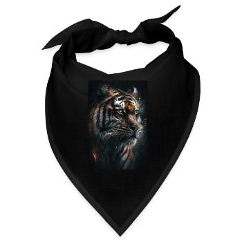 Tiger Portrait Cool Wild Cat Wildkatze Raubtier - Bandana - Schwarz - Vorne
