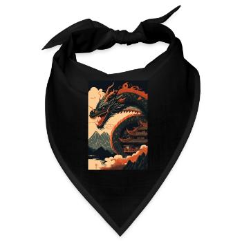 Japanischer Drache Chinesischer Drache - Bandana - Schwarz - Vorne
