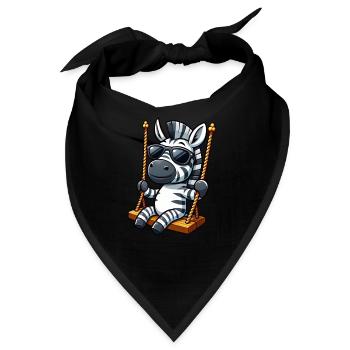 Süßes Zebra Schaukel Spielplatz Cartoon - Bandana - Schwarz - Vorne