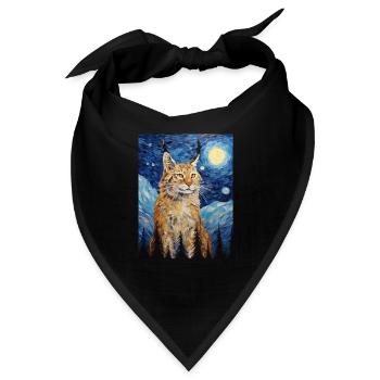 luchs, van gogh, sternennacht, tier - Bandana - Schwarz - Vorne