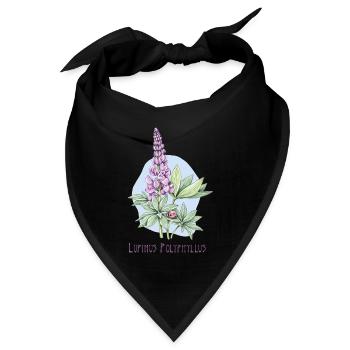Lupine, permanente botanische Zeichnung - Bandana - Schwarz - Vorne