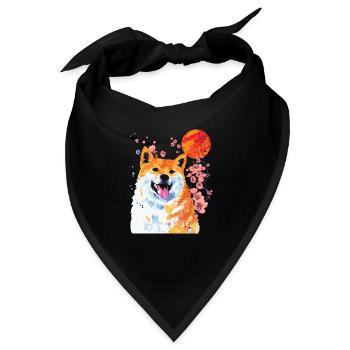 Shiba Inu Hund Cherry Blossom - Bandana - Schwarz - Vorne