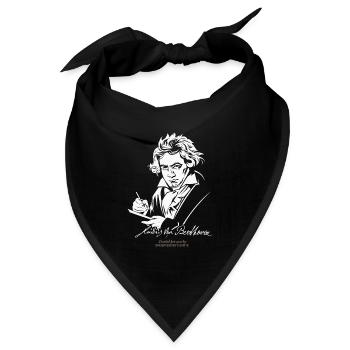 Beethoven Porträt mit Unterschrift - Bandana - Schwarz - Vorne