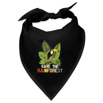 Rette den Regenwald mit Tukan und Blumendesign - Bandana - Schwarz - Vorne