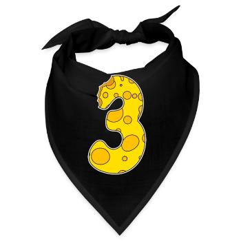 Zahl 3 - Drei - Dritter - Bandana - Schwarz - Vorne