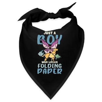 Junge liebt Origami Faltkunst - Bandana - Schwarz - Vorne