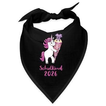 Einhorn mit Zuckertüte Einschulung Schulkind 2026 - Bandana - Schwarz - Vorne