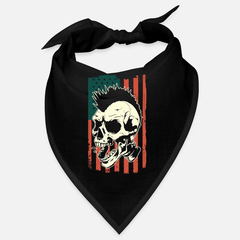Punk skull on US flag Bandana