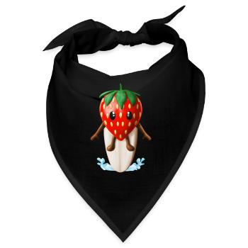 Erdbeere auf Surfboard - Bandana - Schwarz - Vorne