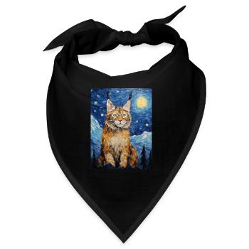 luchs, van gogh, sternennacht, tier - Bandana - Schwarz - Vorne
