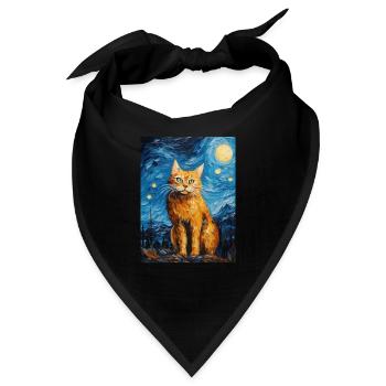 luchs, van gogh, sternennacht, tier, raubkatze - Bandana - Schwarz - Vorne