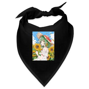 anime, mädchen, sonnenblumen, otaku - Bandana - Schwarz - Vorne