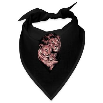 Majestätischer Löwe Familie Kunstwerk für Löwen - Bandana - Schwarz - Vorne