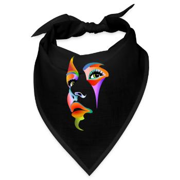 Gesicht bunt Lady Dame Mädchen Frau Maske Kosmetik - Bandana - Schwarz - Vorne