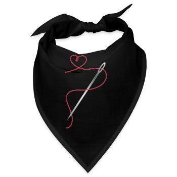Nadel und Nähgarn mit Herz - Bandana - Schwarz - Vorne