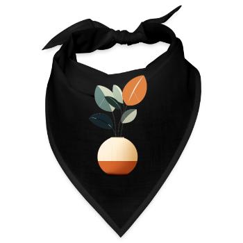 Minimalistische Blumen - Bandana - Schwarz - Vorne
