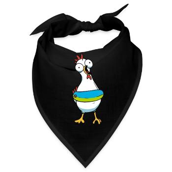 Huhn Schwimmer Schwimmring Henne Geflügel - Bandana - Schwarz - Vorne