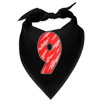 Zahl 9 - Neun - 9 Motiv Rot Muster - Bandana - Schwarz - Vorne