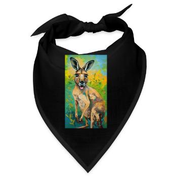 Painting Of A Playful Kängeru - Bandana - Schwarz - Vorne