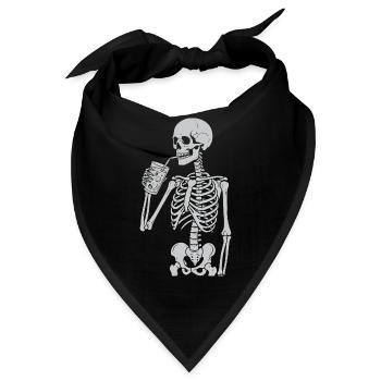 Skelett, das Strohhalm schlürft, Kunst - Bandana - Schwarz - Vorne