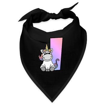 Einhorn Buchstabe I - Bandana - Schwarz - Vorne