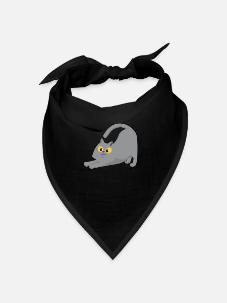 Heureux chat gris qui s'étend - Bandana - noir