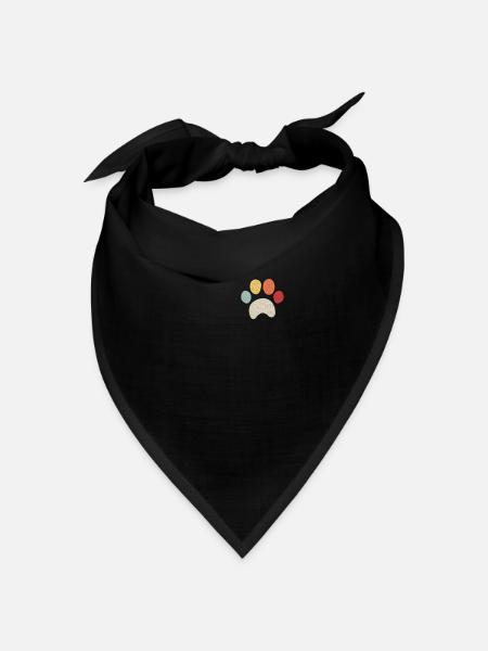 Vintage puppy dog paw, pet lover design, I Love do - Bandana - black - Front