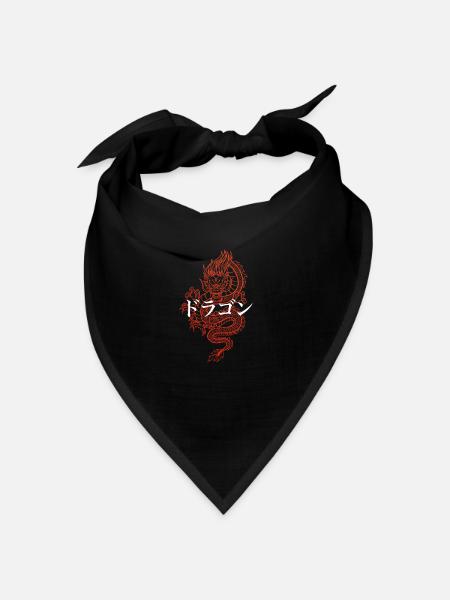 Dragon avec caractères japonais Kanji - Bandana - noir