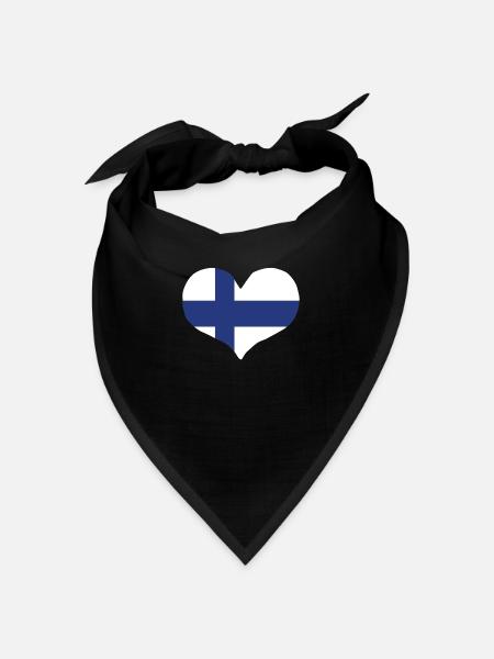 Finland Heart Flag - Bandana - Schwarz - Vorne