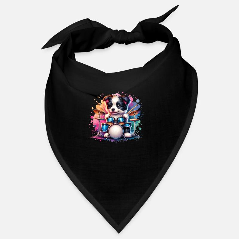 Cooler Border Collie Drummer Auftritt Bandana