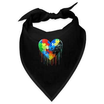 Autismus Puzzle Herz - Bandana - Schwarz - Vorne