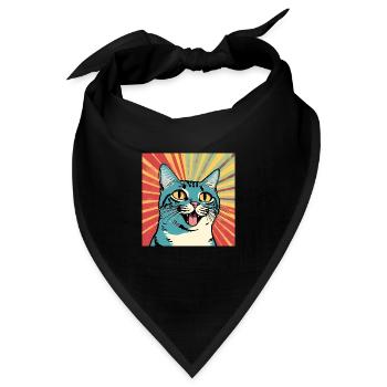 Lächelnde Katze - Retro Pop Art - Bandana - Schwarz - Vorne