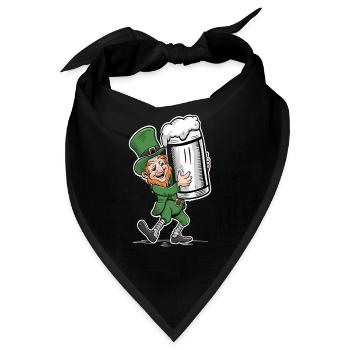 Bierliebender Leprechaun (Irischer Kobold) - Bandana - Schwarz - Vorne