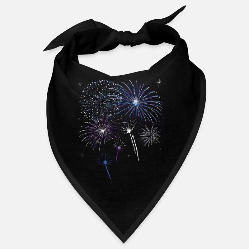 Silvester. Buntes Feuerwerk mit Sternen. Bandana