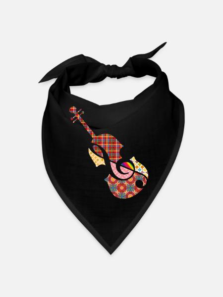 beautiful patchwork violin with treble clef - Bandana - black - Front