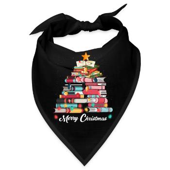 Weihnachten niedlichen Weihnachtsbaum Bücher Buch Liebhaber Geschenk - Bandana - Schwarz - Vorne