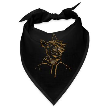 Proud Furry Line art orange mit blau - Bandana - Schwarz - Vorne