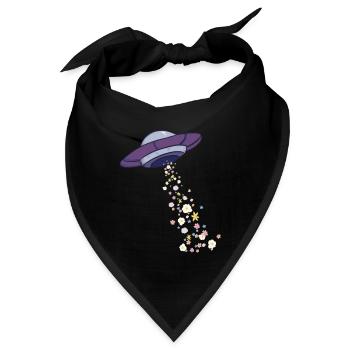 UFO und Blumen - Bandana - Schwarz - Vorne