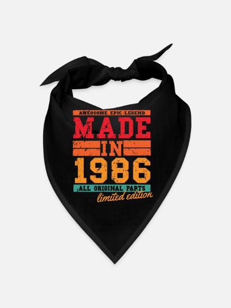 1986 Birthday Vintage Saying - Bandana - black - Front